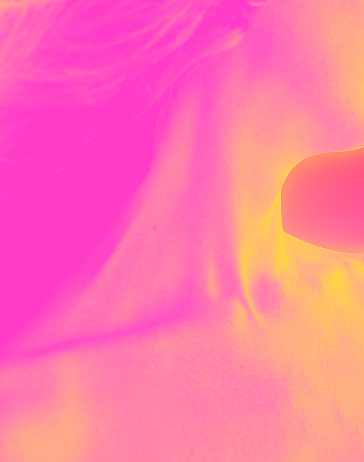 Libby woman on pink and yellow heat mapped background